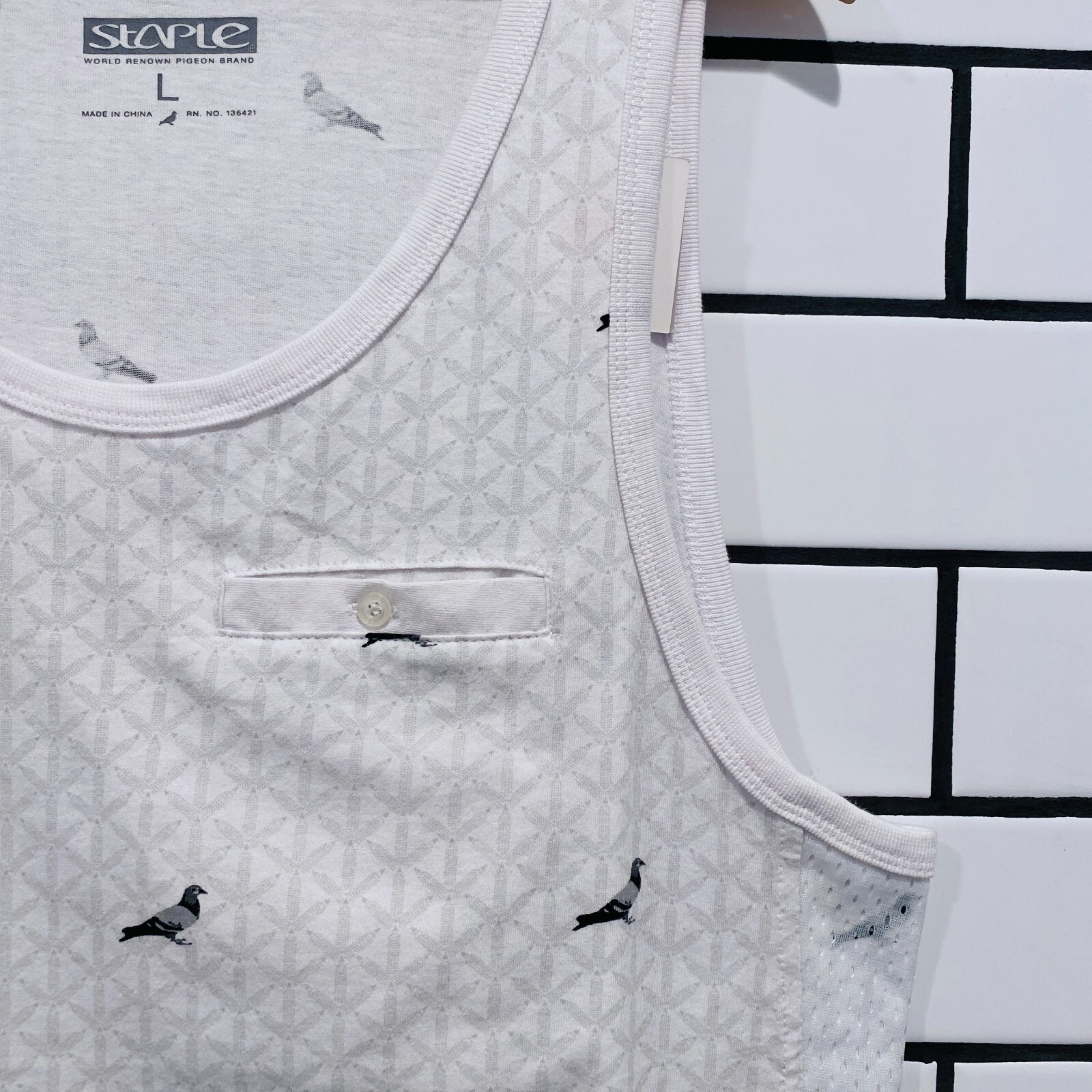 STAPLE ALLOVER PIGEON TANK WHITE JEFF STAPLE EXCLUSIVE gallery
