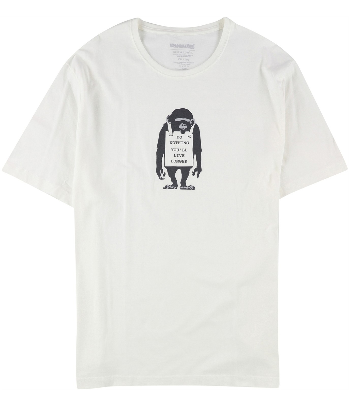 Elevenparis Mens Do Nothing You'll Live Longer Graphic T-Shirt, offwhite, M gallery