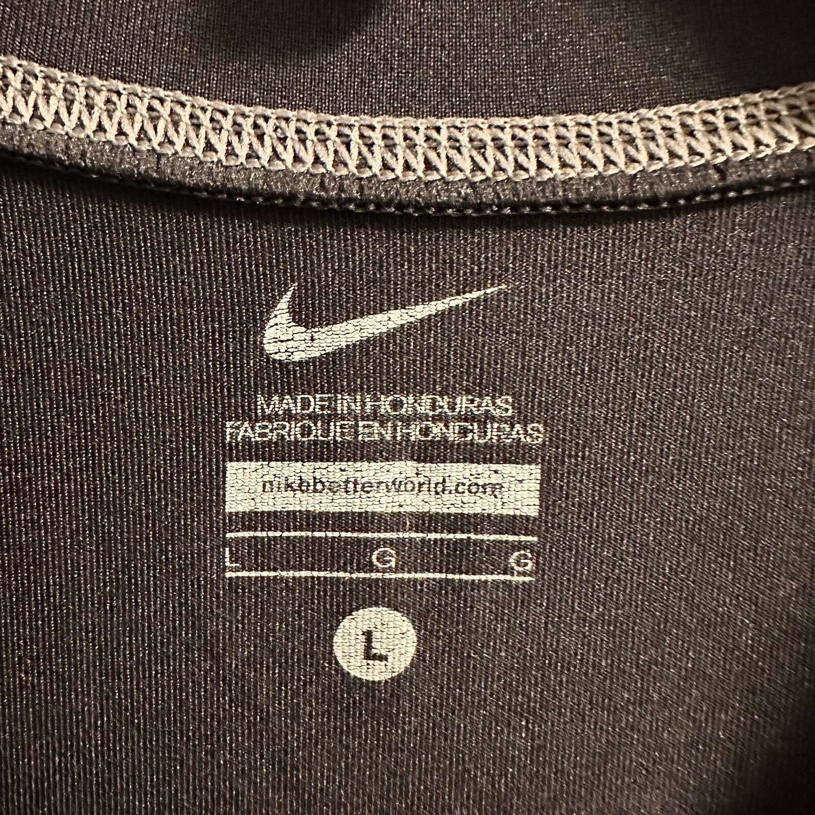 Nike Shirt Mens Large Black and Gray Short Sleeve Dri Fit UPF 40+ Polyester gallery