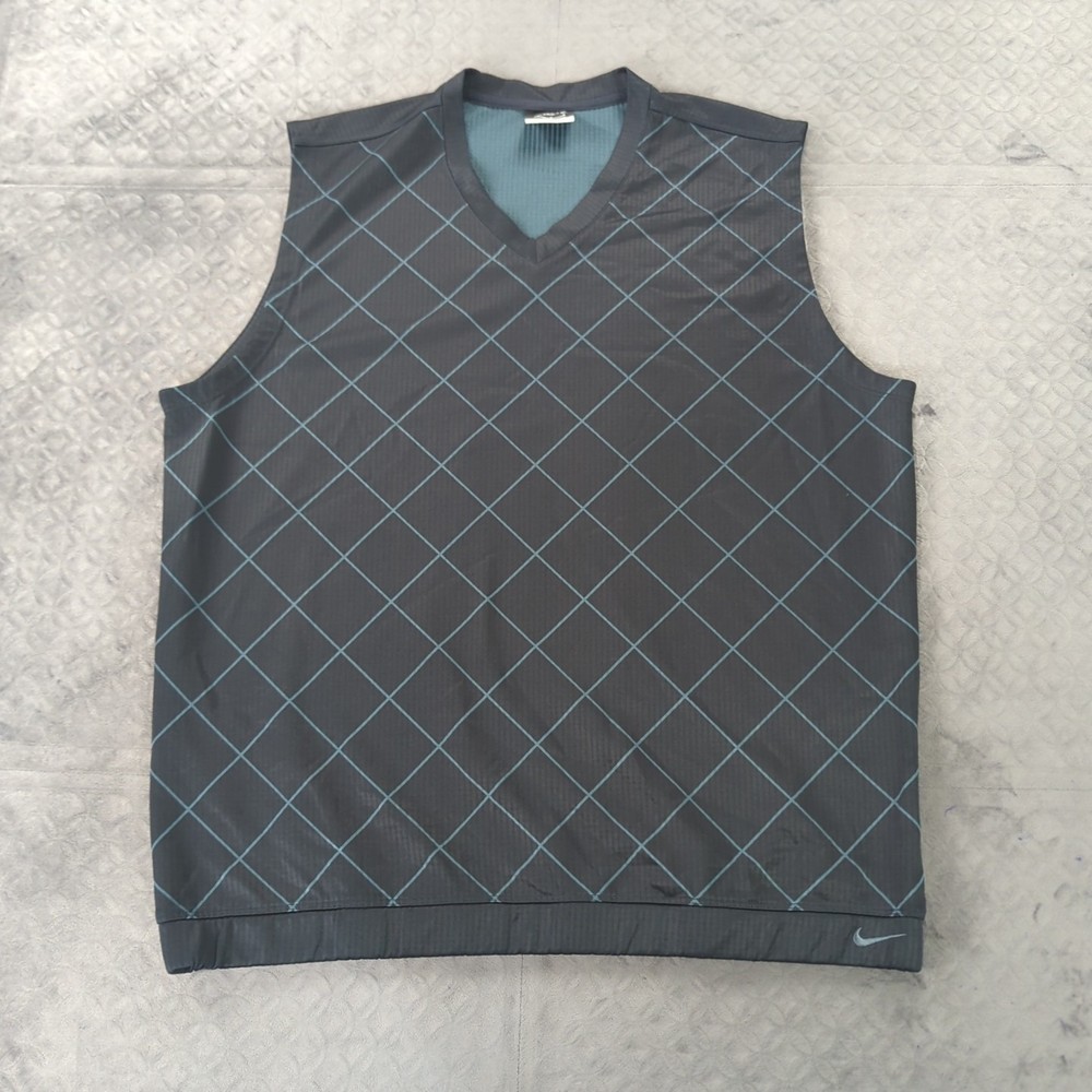Nike Golf Vest Windbreaker Pullover Argyle Diamond Print Sleeveless Men Large