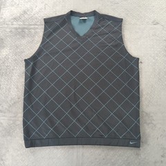 Nike Golf Vest Windbreaker Pullover Argyle Diamond Print Sleeveless Men Large