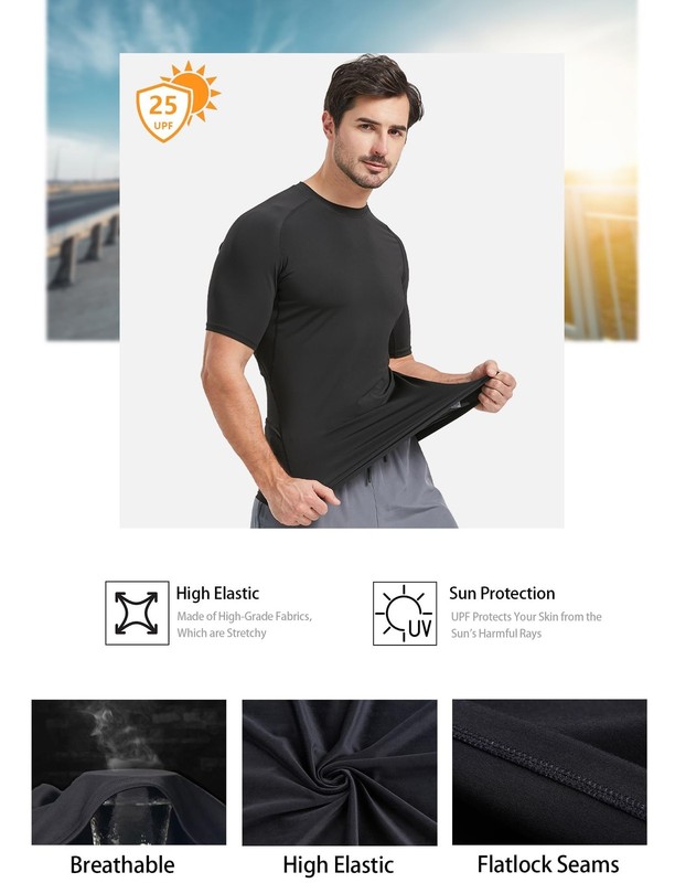 Dalavch 5 Pack Men’s Compression Shirts Short Sleeve Cool Dry Sports Athletic... gallery