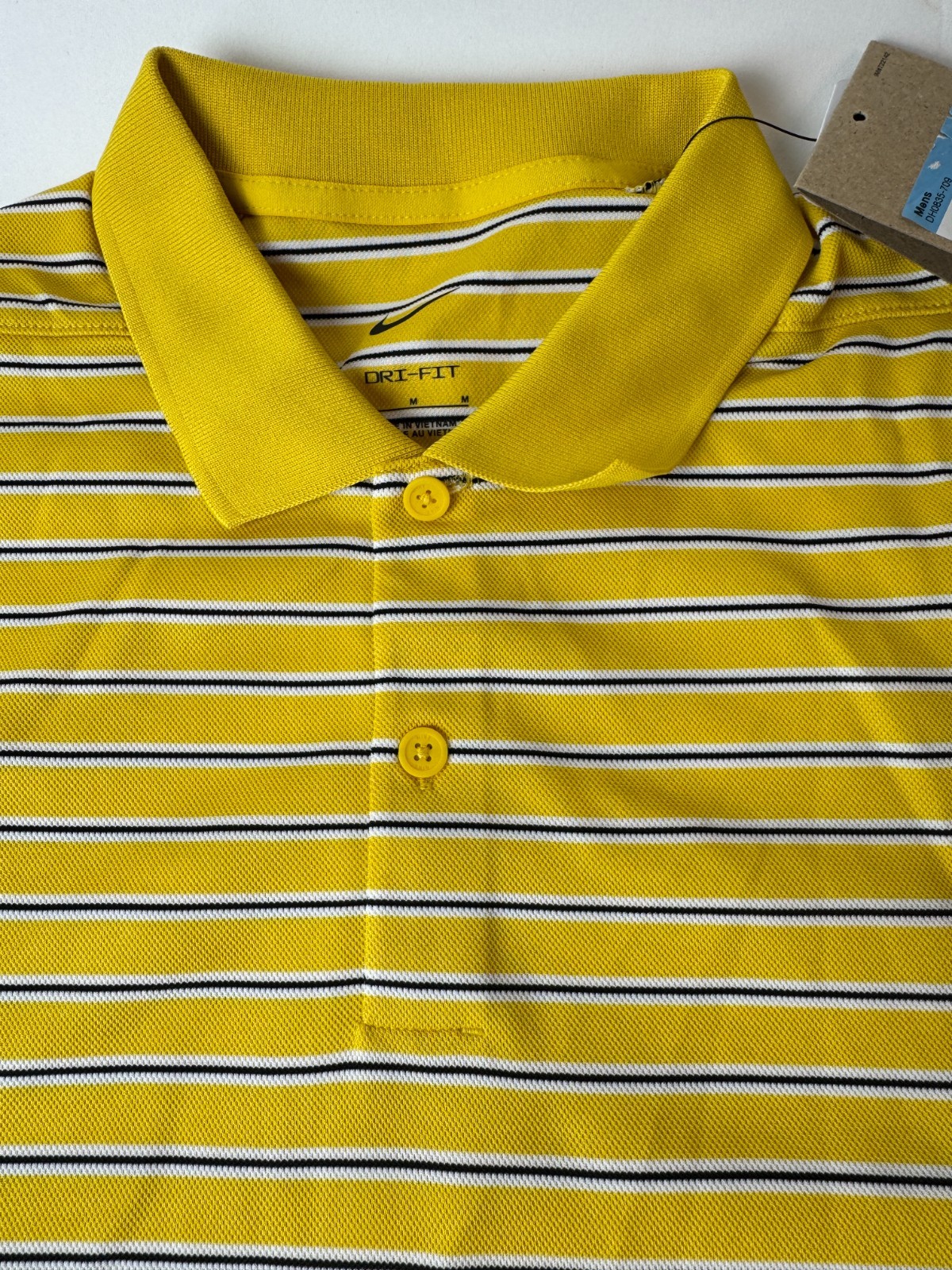 Nike Dri-FIT Victory Yellow Stripe Golf Polo Size Medium gallery