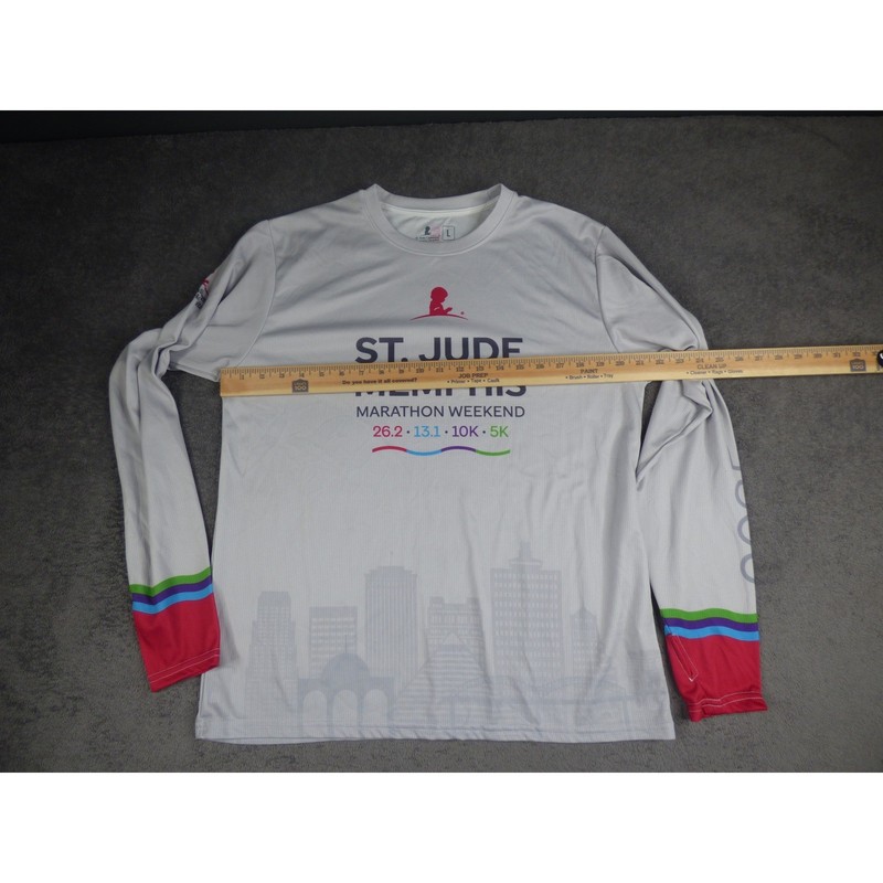 St Jude Memphis Marathon Weekend Long Sleeve Performance Shirt Grey Mens L gallery