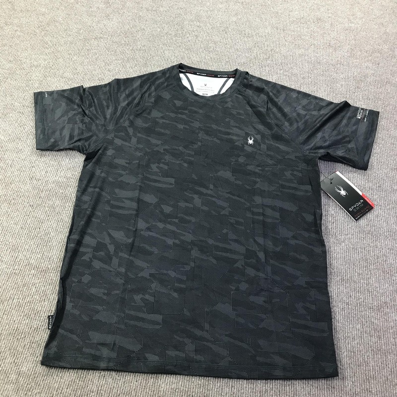 Spyder Rash Guard Shirt Mens Medium Black Camo UPF 30 Quick Dry Surf Tee gallery