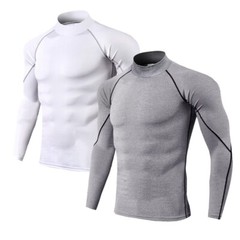 Men’s High Neck Compression Shirts Workout Quick Dry Base Layer Tops T-Shirt