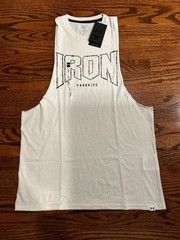 Under Armour Project Rock Iron Paradise Sleeveless Tank Men Medium Beige Gym NWT