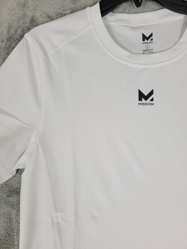 Mission VaporActive Performance Compression Fit Shirt Mens LG White Quick Dry gallery