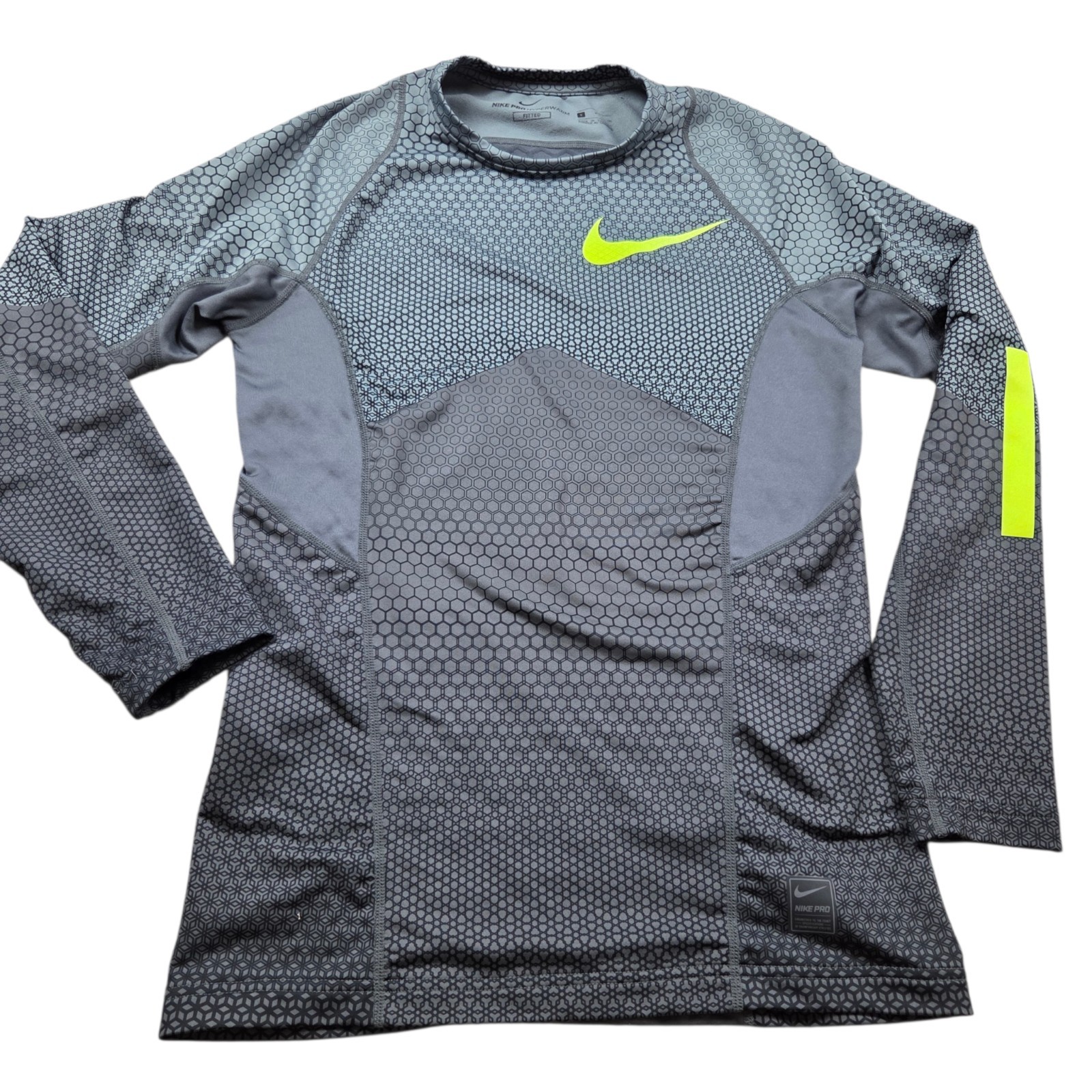 Nike Pro Hyperwarm Shirt Mens Gray Small Honeycomb Fitted Training Top gallery