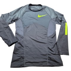 Nike Pro Hyperwarm Shirt Mens Gray Small Honeycomb Fitted Training Top
