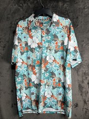 Tattoo Golf Polo Shirt Mens Large Aloha Series Floral Performance Hawaiian