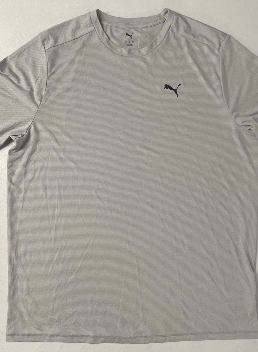PUMA Men's Lightweight Crew Neck Active Tee T-Shirt Short Sleeve Logo GRAY XL gallery
