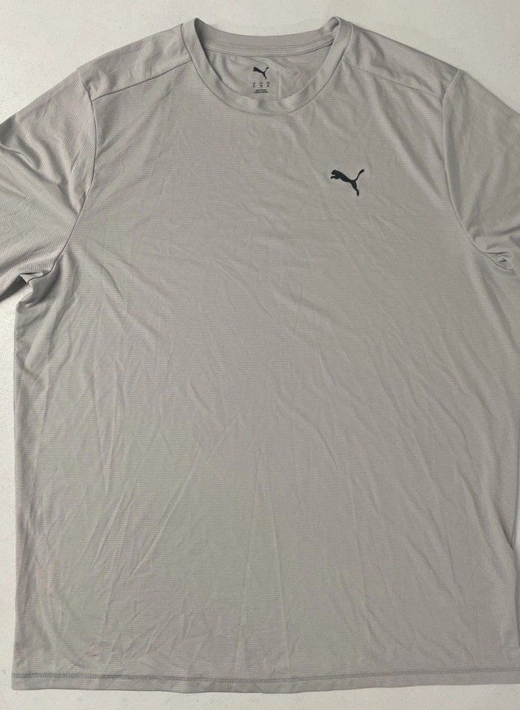 PUMA Men's Lightweight Crew Neck Active Tee T-Shirt Short Sleeve Logo GRAY XL