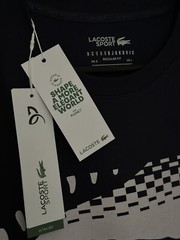 LACOSTE x NOVAK DJOKOVIC REGULAR FIT PERFORMANCE TENNIS Lg NAVY T-SHIRT NEW/TAGS
