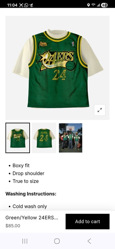 Same 24 Hours Apparel Green/Yellow 24ers Jersey/Shirt Men's Size Small NWOT gallery