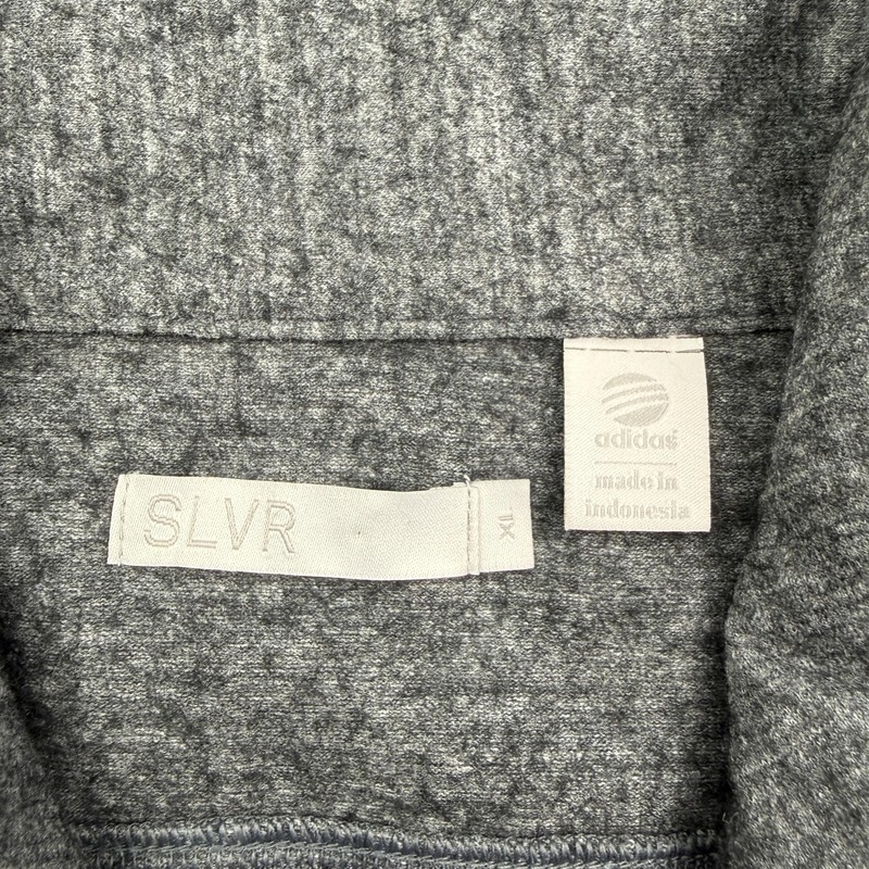 SLVR Adidas Pullover Mens XL Gray Full Zip Wool Knit Stand-Up Collar Performance gallery