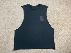 Tank Top Mens Size 49 Round Neck Born & Raised In The USA Graphic Print Black