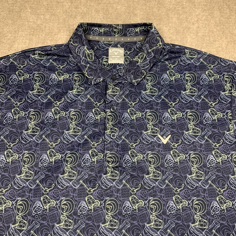 Callaway Mens XL Golf Polo Shirt Peacoat Cocktails Opti-Dri Stretch Blue gallery