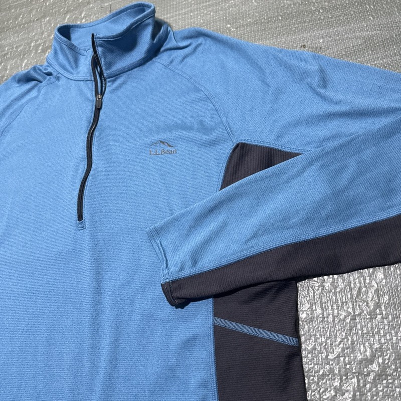 LL Bean Pullover 1/4 Zip Performance Fleece Trail Mens Large Blue Lightweight gallery