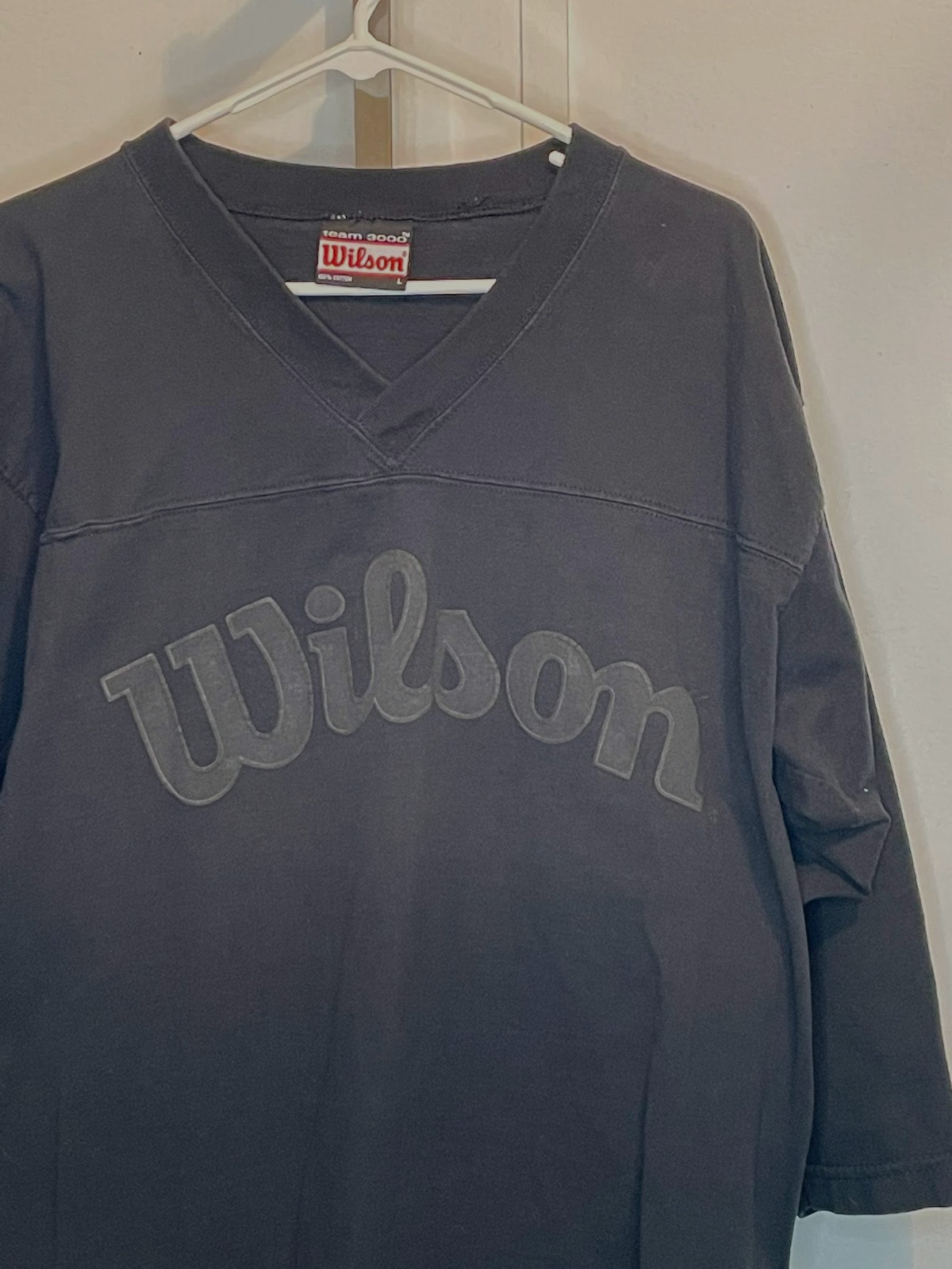 Vintage Wilson Y2K Spellout Athletic Jersey Shirt Black Men's Size Large gallery