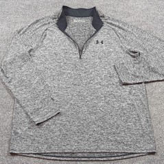 Under Armour Pullover Mens 2XL Gray 1/4 Zip Long Sleeve Loose Fit Performance