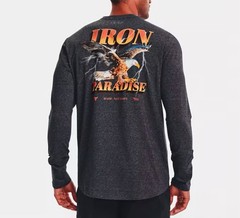 Under Armour Project Rock Iron Paradise Gray Long Sleeve Gym T Shirt Mens XL