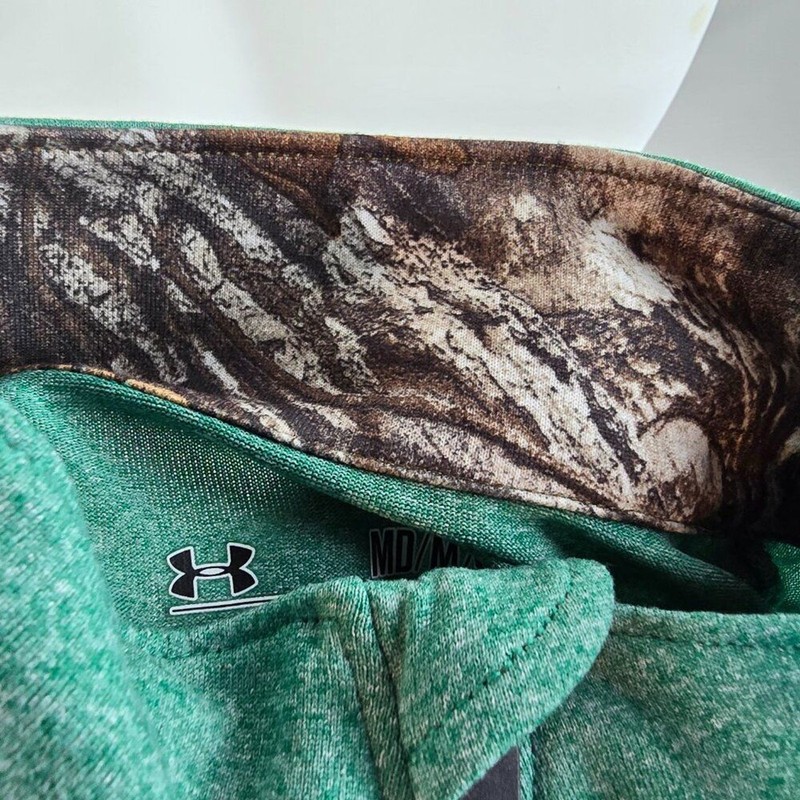 Under Armour Shirt Mens Medium Green Borderland Quarter Zip Top Loose Camo Hunt gallery