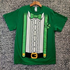 St.Patrick Shirt Men Large Green Graphic Shamrock Short Sleeve Regular Fit Delta