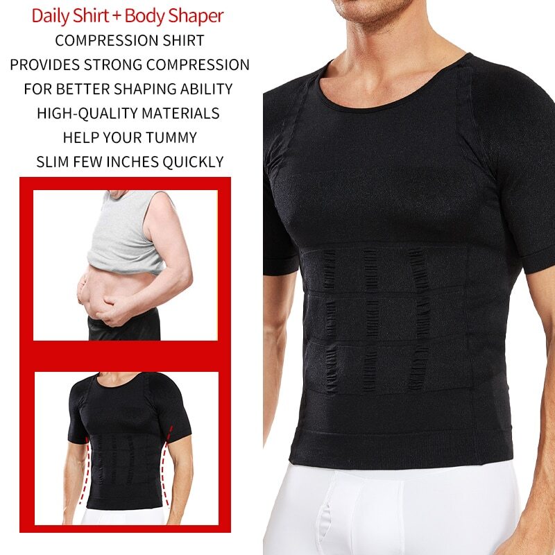 Men's Slimming Body Shaper Shirt Posture Corrector Vest Abdomen Compression Tops gallery