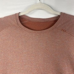 Lululemon Mens 5 Year Basic Tee Shirt Short Sleeve Micro Stripe Orange Sz Large