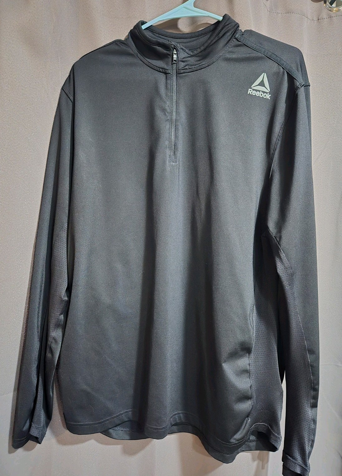 Reebok Speedwick Men's Black Long Sleeve Mock Neck 1/4 Zip Pullover Size M gallery