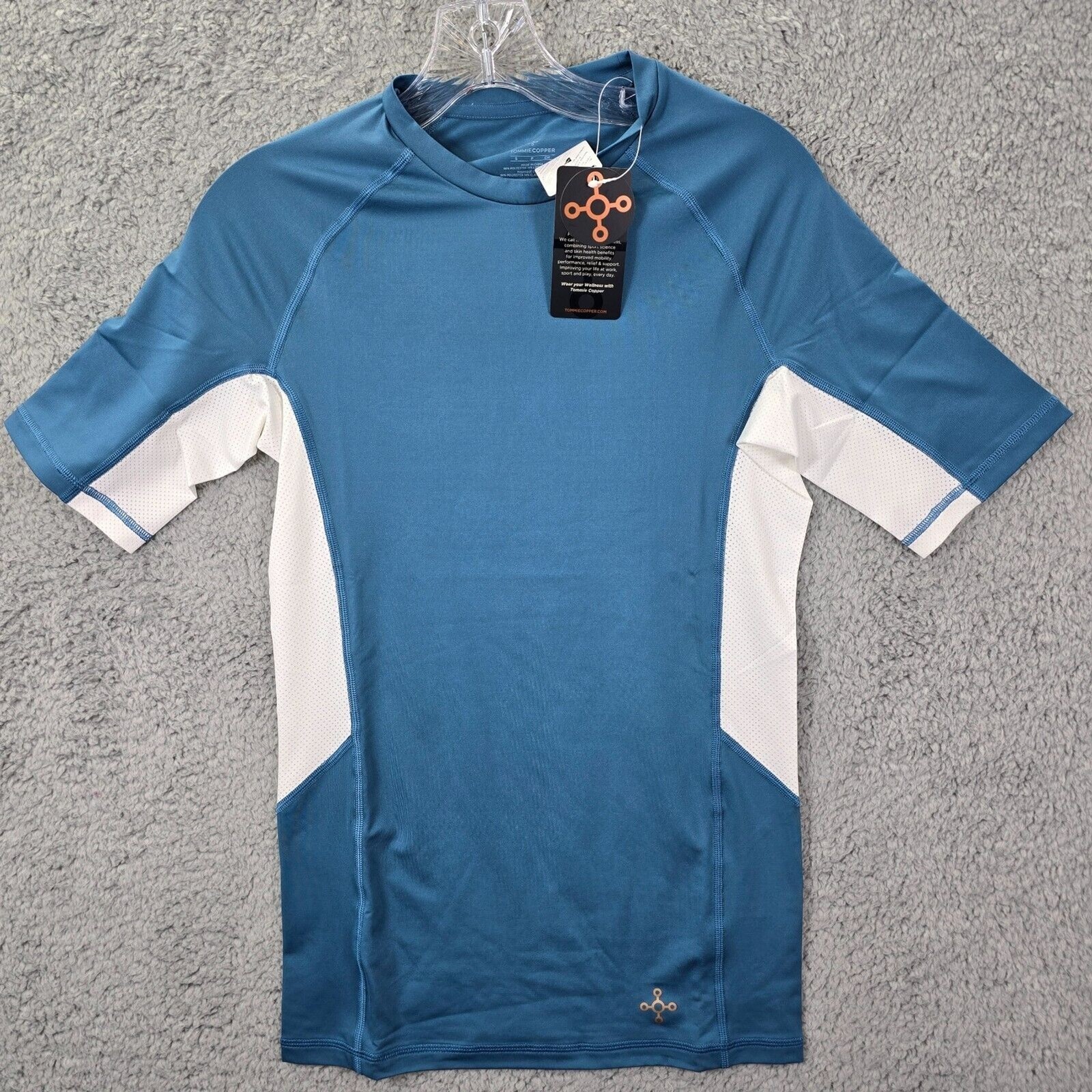 Tommie Copper Men's Compression Raglan Blue Lycra Spandex Copper T=Shirt Size S gallery