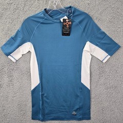 Tommie Copper Men’s Compression Raglan Blue Lycra Spandex Copper T=Shirt Size S