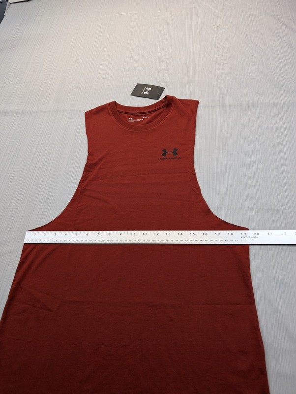 New Under Armour UA Cutoff Tank Top Shirt Sz Medium Loose Super Soft Brick Red gallery