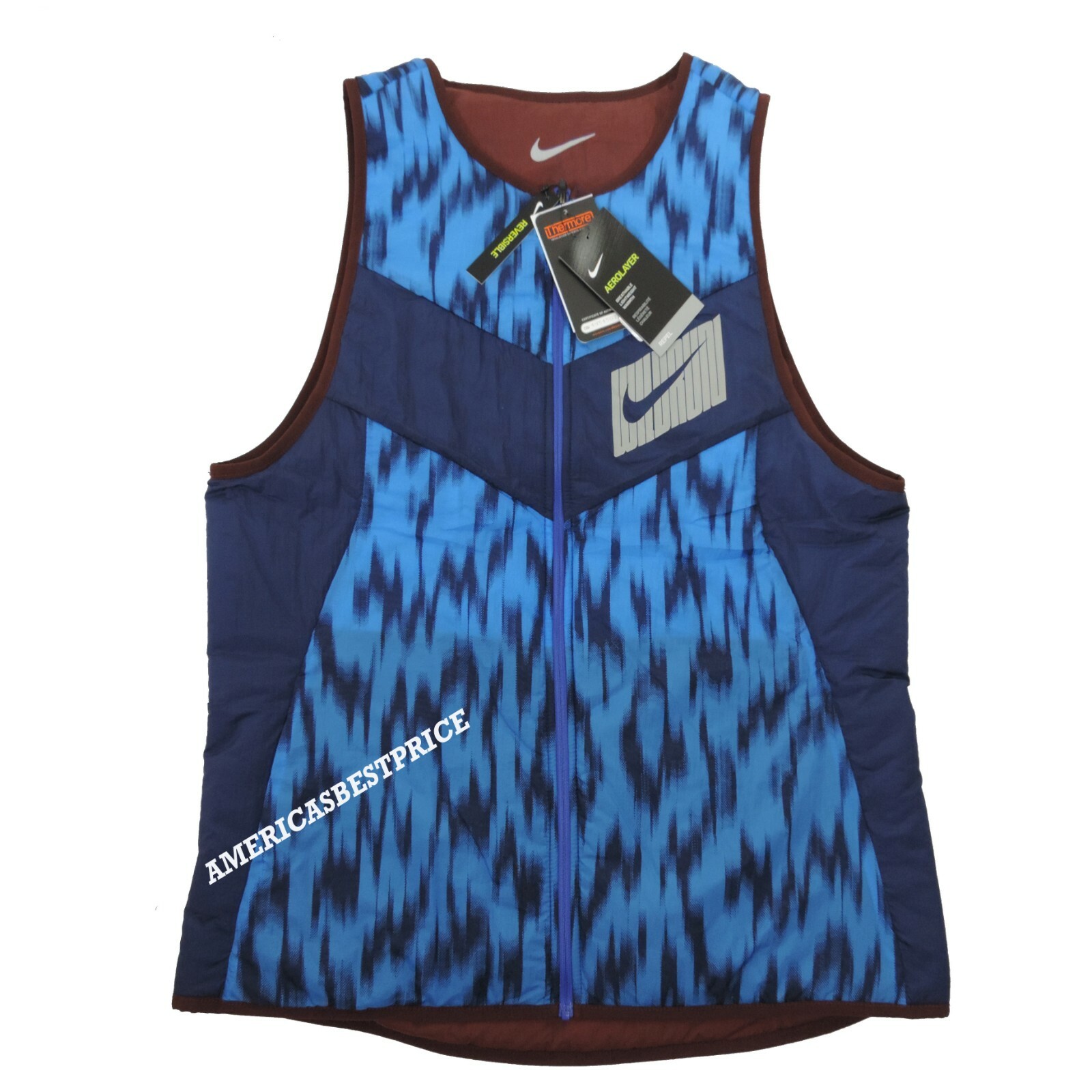 NIKE NEW MEN'S AEROLAYER WILD RUN REVERSIBLE VEST LIGHTWEIGHT WATER RESISTANT gallery