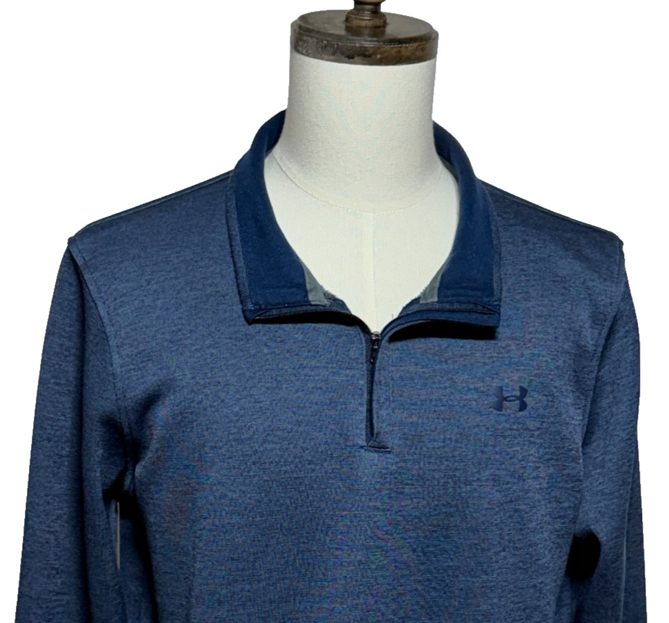 Under Armour Sweater Mens XL Blue Storm Cold Gear Fleece Lined 1/4 Zip Pullover gallery