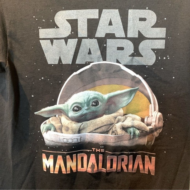 STAR WARS The Mandalorian Grogu The Child Baby Yoda Black T-Shirt Small NWT gallery