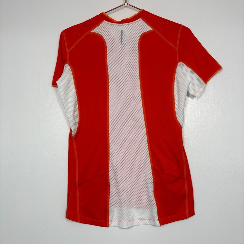Salomon Mens Quarter Zip Running Jersey Size L Orange White ActiLite Mesh Pocket gallery
