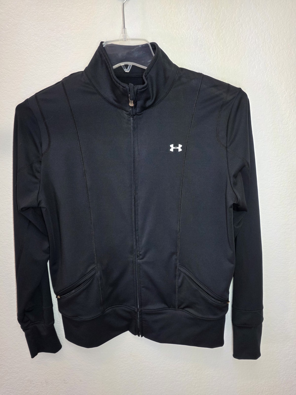 Under Armour Mens Medium Full Zip Jacket Black Long Sleeve - Stretch - W/pockets gallery