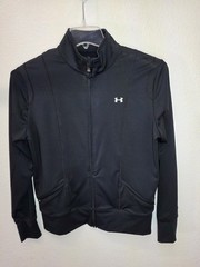 Under Armour Mens Medium Full Zip Jacket Black Long Sleeve – Stretch – W/pockets