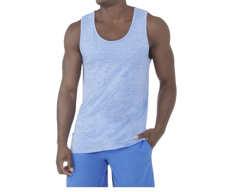 New Russell Men Seamless Active Tank Top Blue Shirt Small (34-36) gallery