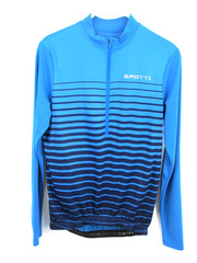 SPOTTI Pullover Cycling Jersey Men Med Blue Stripe 34″ Chest 25″L Back Pouch