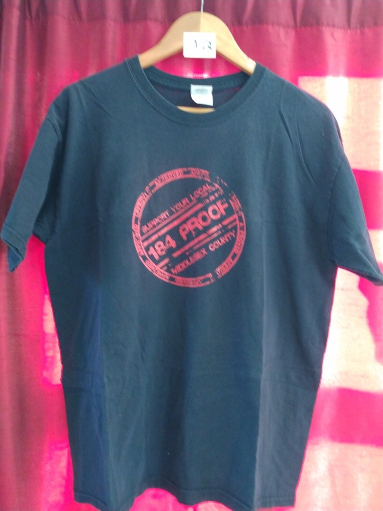 Red Devil Support 184 Proof Middlesex County Mass Crew Black T-Shirt (T2)