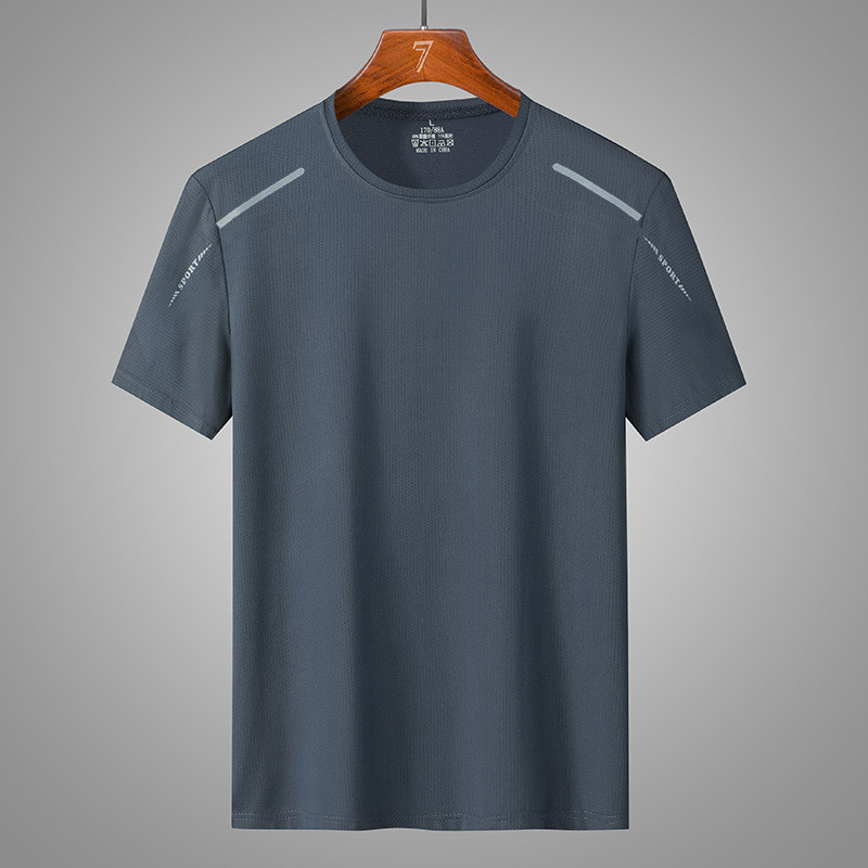 Summer men's quick-drying ice silk solid color sports short-sleeved T-shirt gallery