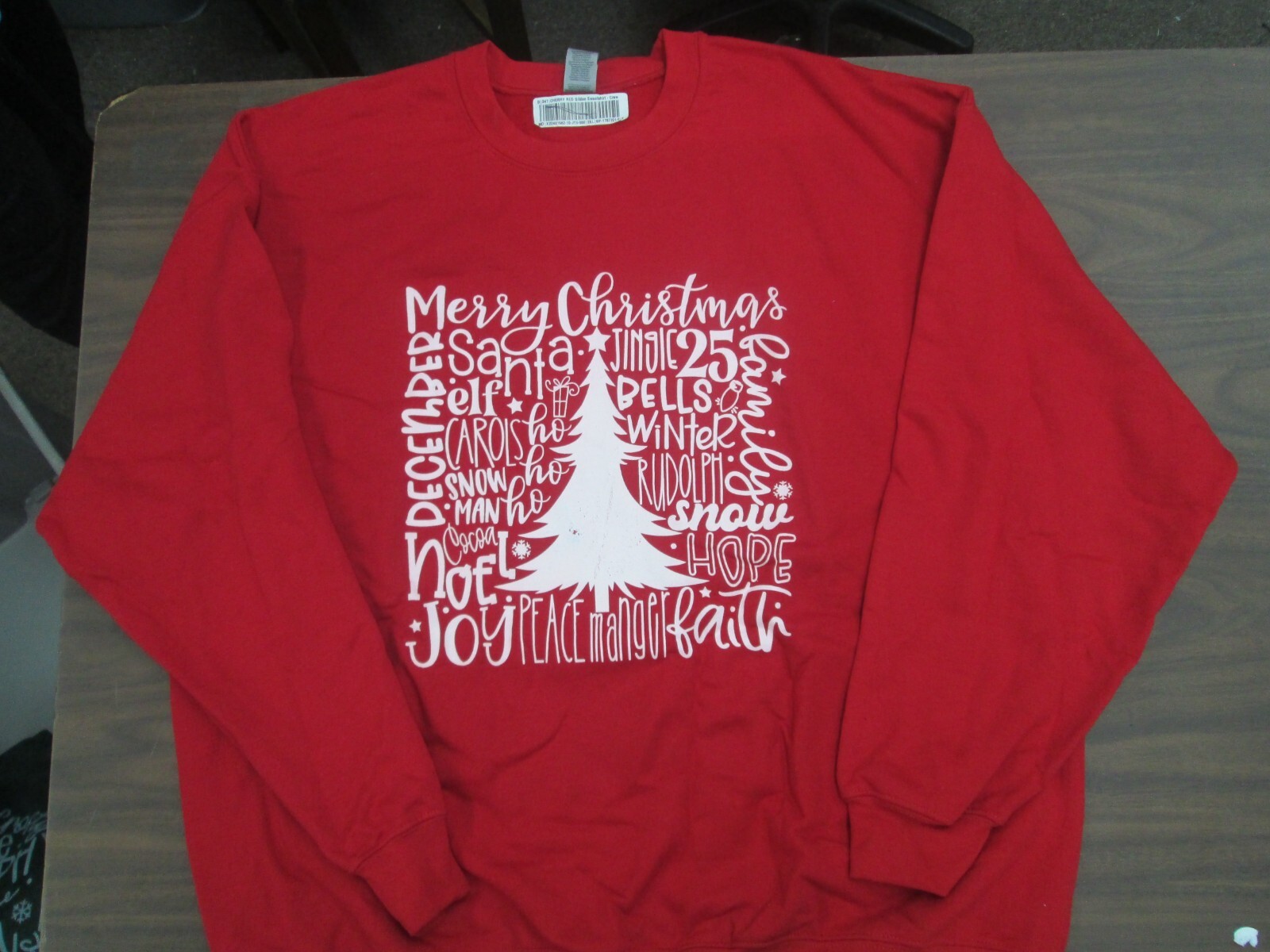 Christmas Sweatshirt crew Red 2xl Gildan Christmas Faith Santa snow tree NEW 6 gallery