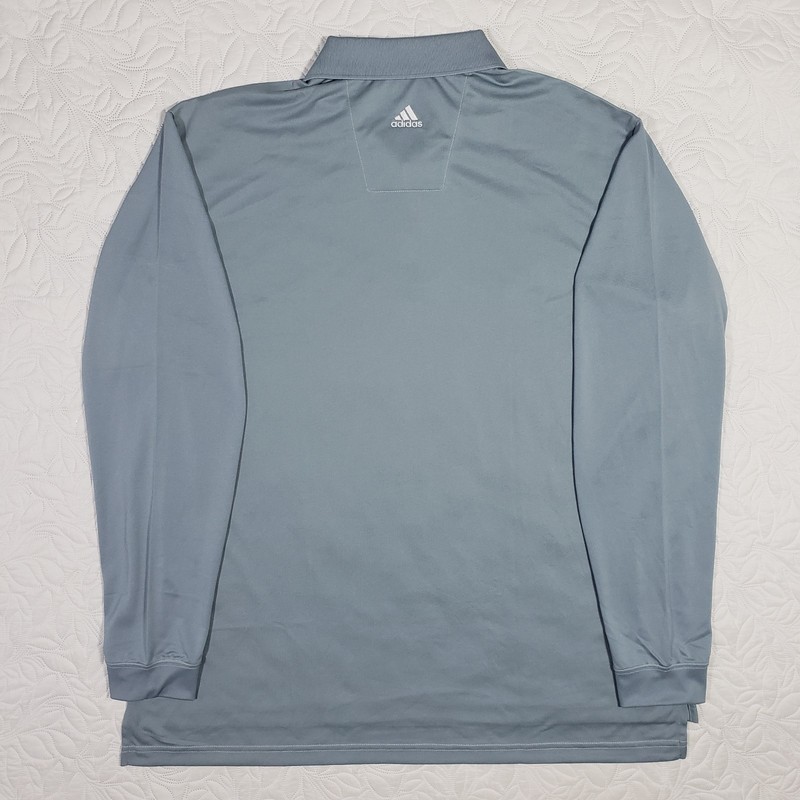 NWT Adidas Long Sleeve Polo Mens XL Coyote Gray Blue Golf Shirt Climacool gallery