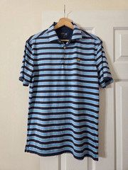 MASTER TECH Blue Striped Short Sleeve Polo S