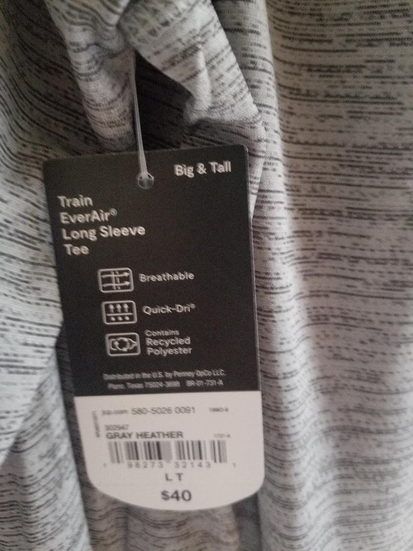 XERSION Men's Long Sleeve Gray Heather Activewear T-Shirt - Size LT - NWT gallery