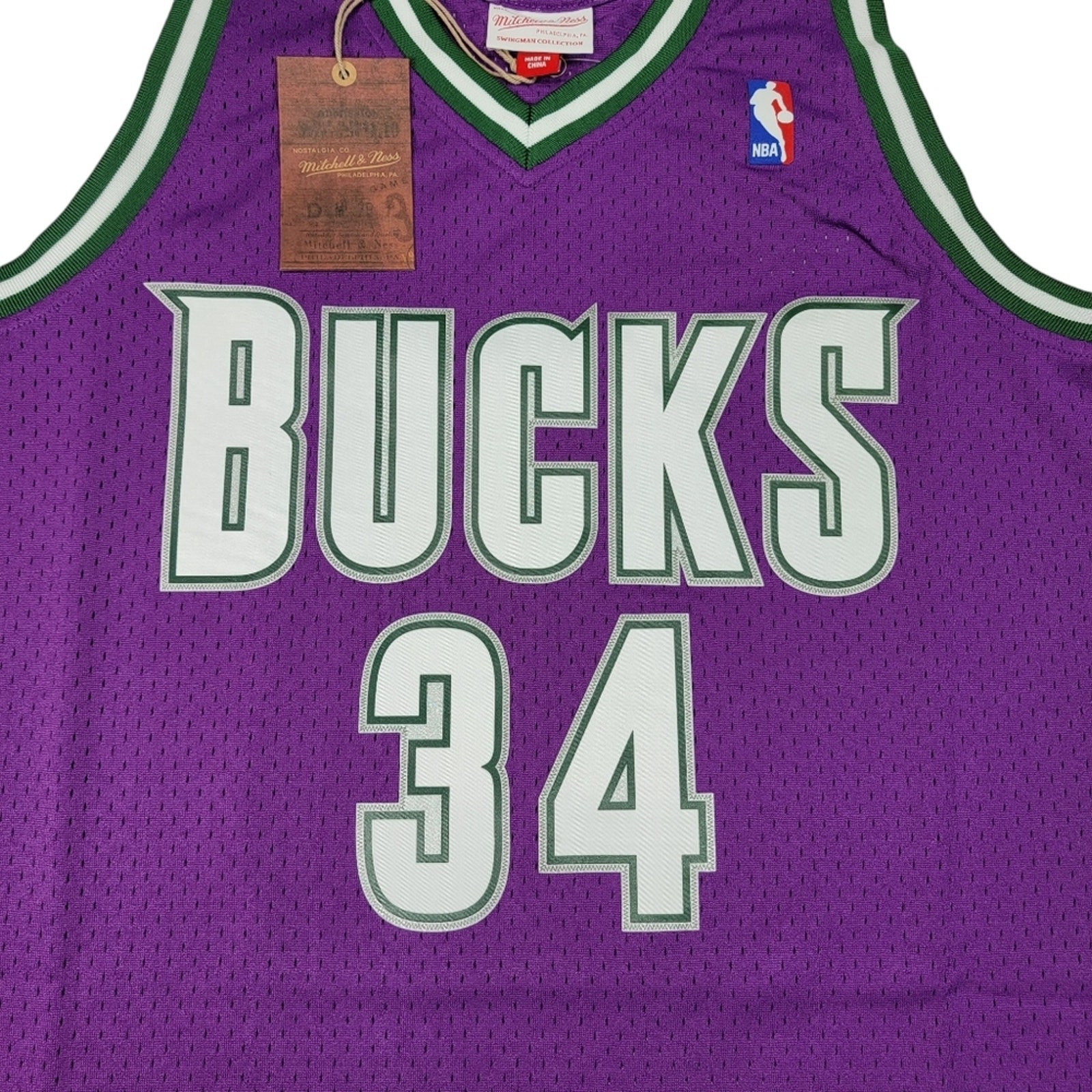 MSRP $135, Mitchell & Ness 2000-01 Milwaukee Bucks Ray Allen #34 Purple Hardwood gallery