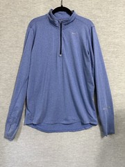 Nike Men’s DriFit Running Pullover 1/4 Zip MEDIUM with Thumbholes Heather Blue